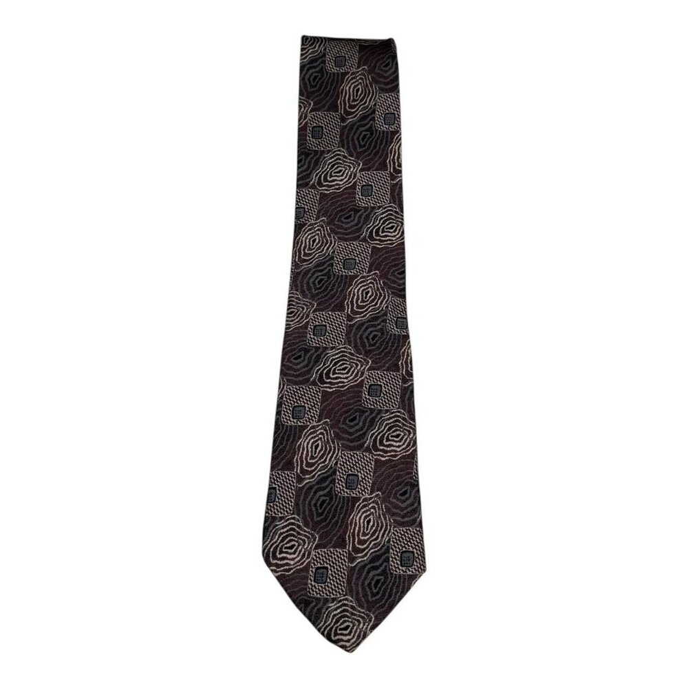 Fendi Designer Silk Geometric Patterned Brown Men's Tie 57.25x3.5